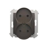 Simon 54 Gniazdo bez uziemienia z przesłonami podwójne 16A z. śrub. brąz mat *Do ramek S54 PREMIUM