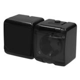 JUNIOR Łącznik schodowy z gniazdem pojedynczym z uziemieniem SCHUKO 2P+Z (klapka dymna; bez przesłon