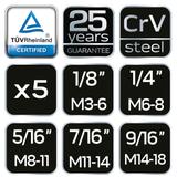 Wykrętaki do zerwanych śrub, zestaw 5 szt.