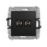 ICON Mechanizm gniazda antenowego podwójnego typu F (SAT) niklowany, bez pola opisowego czarny mat