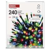 Lampki choinkowe Classic 240 LED 24m multikolor ziel. przew. IP44 8 programów timer D4AM25 EMOS