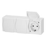 GNIAZDO HERMES 2 3X2P+Z SCHUKO BIAŁE IP44