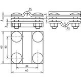Zacisk krzyżowy, stal nierdzewna NIRO ( V4A) do drutu 8-10/8-10 mm, drutu 8-10/płask. 30 mm-płask. 3