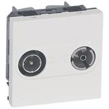 MOSAIC GNIAZDO POJEDYNCZE TV-RD KOŃCOWE - 2 MODYŁU BIAŁE TŁUMIENIE 10 DB, Legrand