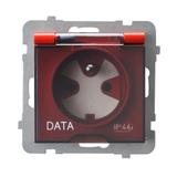 AS Gniazdo bryzgoszczelne z uziemieniem DATA z kluczem uprawniającym IP44 klapka przezroczysta kolor czerwony GPH-1GZK/m/00/d OSPEL