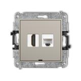 Karlik MINI Gniazdo HDMI + gniazdo komputerowe RJ45 kat. 6A, 8-stykowy taupe 60MGHKBO-86A KARLIK