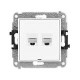 ICON Mechanizm gniazda komputerowego podwójnego 2xRJ45, kat. 6, 8-stykowy, bez pola opisowego biały