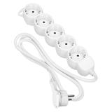 Przedłużacz 5-krotny 2P+Z (Schuko), 3m H05VV-F 3x1,5mm2, Imax=16A, płaska wtyczka, biały ES-6(GS)/W/3 ORNO