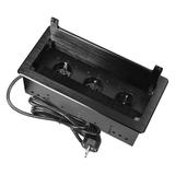 Gniazdo meblowe wpuszczane w blat z płaskim frezowanym rantem szczotką przeciwkurzową i przewodem 1,