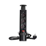 Gniazdo meblowe O6cm wysuwane z blatu z blokadą i przewodem 1,8m 3x2P+Z (Schuko) czarne OR-AE-1347(G