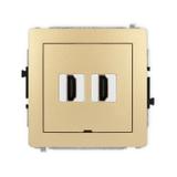 DECO Mechanizm gniazda podwójnego HDMI 2.0, bez pola opisowego złoty