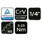 Klucz dynamometryczny 1/4", 5-25 Nm