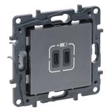 Niloe Step - gniazdo podwójne USB 2xUSB C, 3 A- kolor stalowy, Legrand