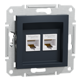 Asfora, gniazdo komputerowe 2x RJ45 kat.5e, UTP, bez ramki, antracyt