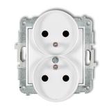 MINI Mechanizm gniazda podwójnego do ramki z uziemieniem 2x(2P+Z) (przesłony torów prądowych) biały