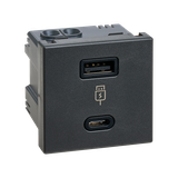 SIMON CONNECT TSC-K126F-14 Ładowarka USB A+C 3,1A; 5 V; Szybkie Ładowanie; 45x45 mm; grafit