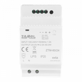 ZASILACZ IMPULSOWY MONTOWANY NA SZYNIE TH-35 (DIN) , 60W, 24V DC TYP: ZTM-60/24