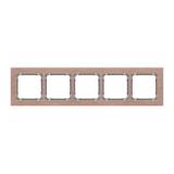 DECO Ramka uniwersalna pięciokrotna - aluminium szczotkowane (ramka: kolor miedziany; spód: grafitow