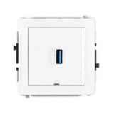DECO Mechanizm gniazda pojedynczego USB A-A 3.0, bez pola opisowego biały