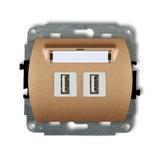 TREND Mechanizm gniazda podwójnego 2xUSB A-A 3.0 złoty metalik