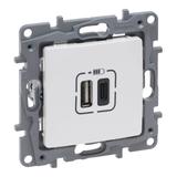 NILOE SELECTION - GNIAZDO 2 X USB TYP A+C - 3 A PERŁA, Legrand