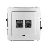 DECO Mechanizm gniazda komputerowego podwójnego 2xRJ45, kat. 7, ekranowany, 8-stykowy, bez pola opis