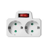Rozgałęźnik 2x2P+Z (Schuko) z włącznikiem, biały OR-AE-13187(GS) ORNO