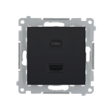 Simon 54 Ładowarka USB C+A 30W 230V czarny mat DEC2CAQ.01/49 KONTAKT