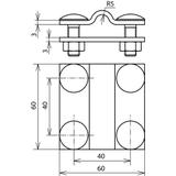 Zacisk krzyżowy, stal nierdzewna NIRO ( V4A) do drutu 8-10/płask 30 mm, płask. 30/30 mm bez przekład