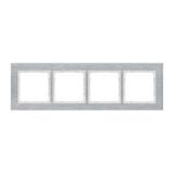 DECO Ramka uniwersalna poczwórna - aluminium szczotkowane (ramka: srebrna; spód: biały) srebrny