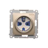 Simon 54 Gniazdo DATA z kluczem uprawniającym 16A z. śrub. złoty mat