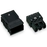 WINSTA wtyk 3-torowy z obudową odciążającą naciąg czarny