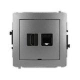 DECO Gniazdo pojedyncze HDMI 2.0, 4K + gniazda komp. poj. 1xRJ45, kat. 5e, 8-stykowy, bez pola opisowego grafitowy 11DGHKBO 11DGHKBO-45e KARLIK