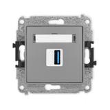 ICON Gniazdo pojedyncze USB A-A 3.0 szary mat 27IGUSB-5 KARLIK