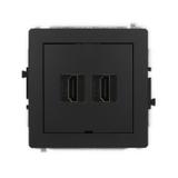 DECO Gniazdo podwójne HDMI 2.0, 4K, bez pola opisowego czarny mat 12DHDMIBO-4 KARLIK