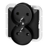 Gniazdo podwójne podtynkowe 2x2P+Z Pearl, 16A, 250V, PT-6 PR, czarny