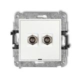 ICON Mechanizm gniazda antenowego podwójnego typu F (SAT) niklowany, bez pola opisowego biały