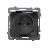 AS Gniazdo bryzgoszczelne z uziemieniem IP-44 wieczko przezroczyste - kolor srebro