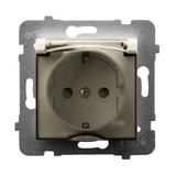 ARIA Gniazdo bryzgoszczelne z uziemieniem schuko IP-44 wieczko przezroczyste - kolor ecru