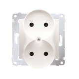 Simon 54 Gniazdo bez uziemienia z przesłonami podwójne 16A z. śrub. kremowy *Do ramek S54 PREMIUM