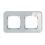 ICON Ramka uniwersalna podwójna zaokrąglona - efekt szkła (ramka: szara; spód: czarny) szary