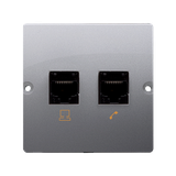 Simon Basic Gniazdo komputerowe RJ45 kat.5e+telefoniczne RJ11 Montaż gniazda na wkręty do puszki sta