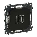 VALENA ALLURE - GNIAZDO ŁADOWANIA USB PODWÓJNE CZARNE, Legrand