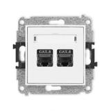 ICON Mechanizm gniazda komputerowego podwójnego 2xRJ45, kat. 8, ekranowany, 8-stykowy biały