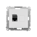 Simon 55 Gniazdo komputerowe pojedyncze RJ45 kategoria 6 ekranowane z przesłoną przeciwkurzową Jasno