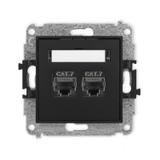 ICON Mechanizm gniazda komputerowego podwójnego 2xRJ45, kat. 7, ekranowany, 8-stykowy czarny mat