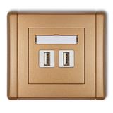 FLEXI Gniazdo podwójne 2xUSB A-A 2.0 złoty metalik 8FGUSB-2 KARLIK