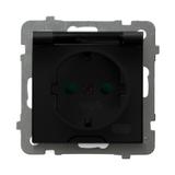 AS Gniazdo bryzgoszczelne z uziemieniem schuko IP-44 z przesłonami torów prądowych wieczko przezrocz