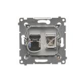 Simon 54 Gniazdo antenowe typu ''F'' + RJ45 kat.6 srebrny mat DASFRJ45.01/43 KONTAKT