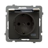 AS Gniazdo bryzgoszczelne z uziemieniem schuko IP-44 wieczko przezroczyste - kolor satyna light